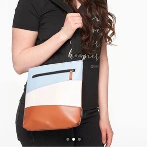 DOTERRA Women’s Tri-Color Crossbody Purse Shoulder Bag Blue White Brown